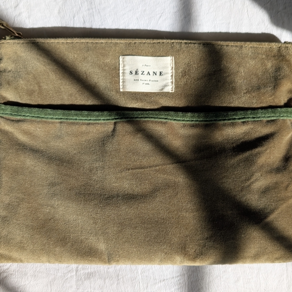 New Sézane Olive Green Zippered Pouch